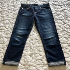 Ag Adriano Goldschmied Blue Boyfriend Jeans with Rolled Hems
